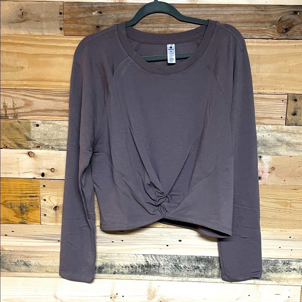 90 Degree By Reflex size XL Brown Twist Front Crop Very Soft Stretchy Sweatshirt